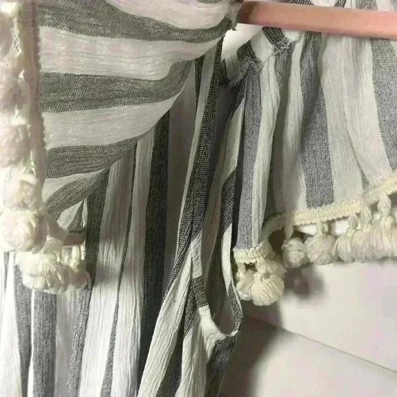 JODIFL Boho Off The Shoulder Sleeveless Pom Pom Fringe Tassel Top Size Large - Picture 8 of 8